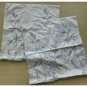 Pillow Covers/Sham-MARGARET MUIR-Light Ice Blue-Silver Blue Embroidery-Set of 2